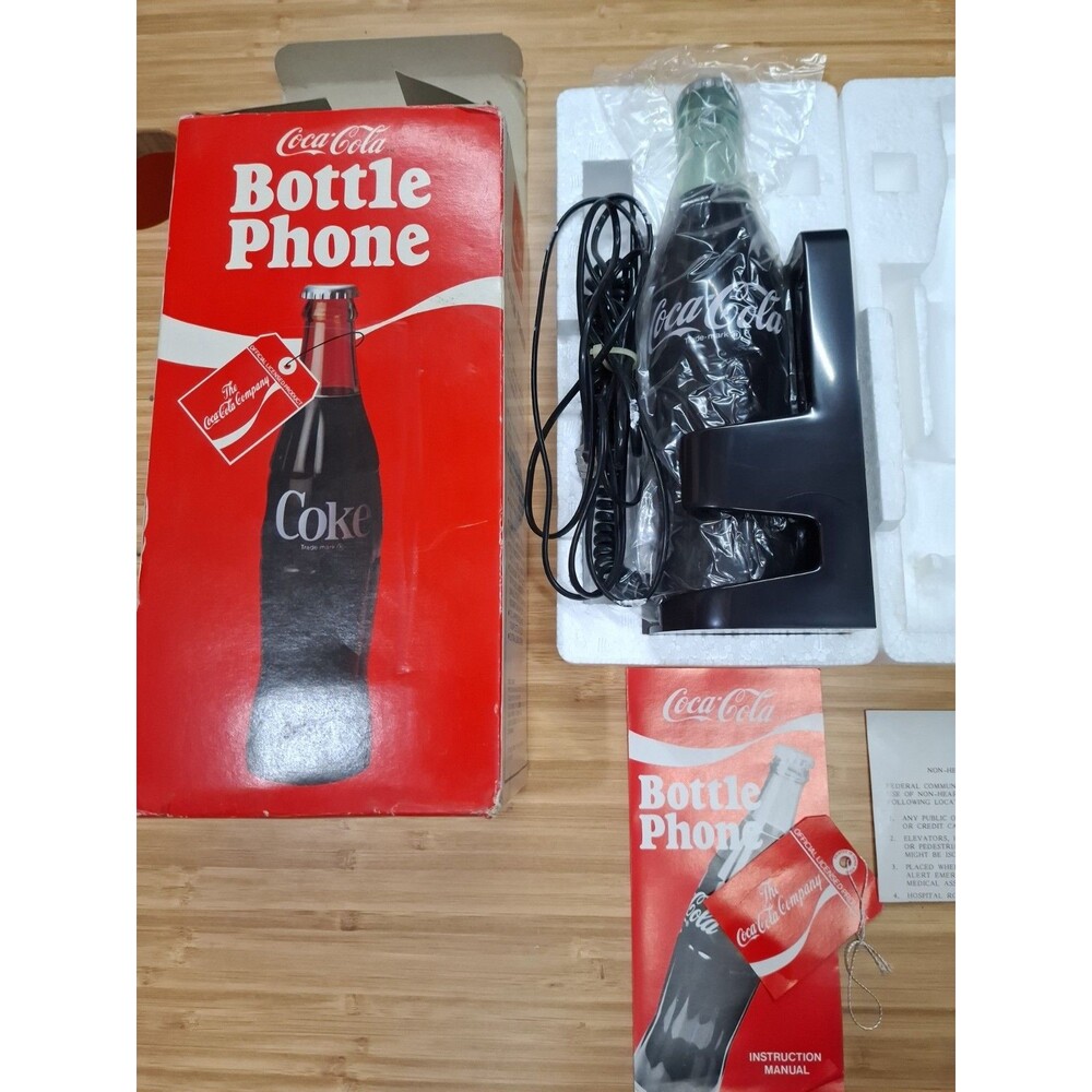 Vintage 1983 Coca-Cola Bottle Landline Phone Coke Telephone Original Box New NOS